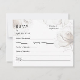 Cartão de Resposta de Casamento Flores Rosa Suave