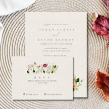 Cartão de Resposta de Casamento Flores Silvestres 