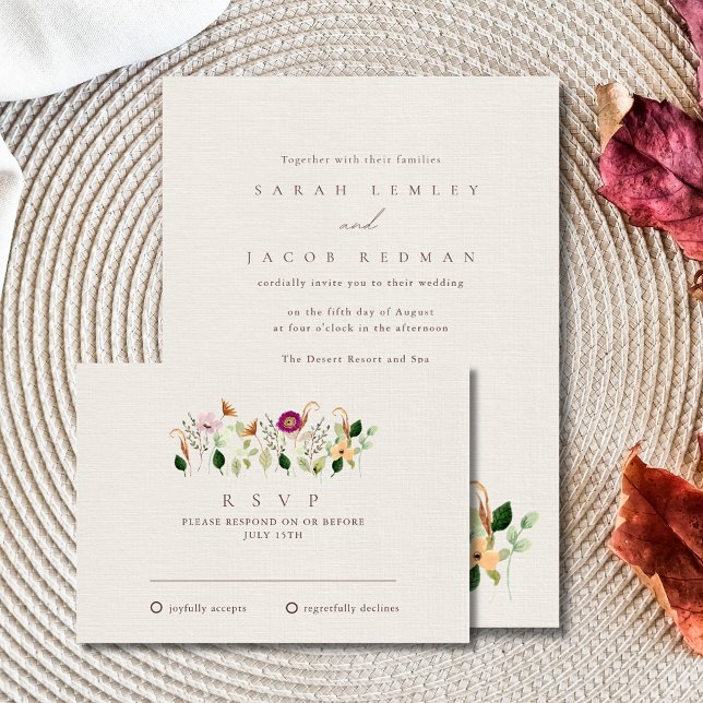 Cartão de Resposta de Casamento Flores Silvestres  (Whimsical Wildflowers Wedding RSVP Card)
