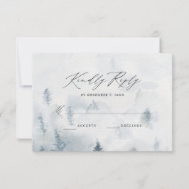 Cartão de Resposta de Casamento Floresta de Invern
