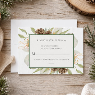 Cartão de Resposta de Casamento Florestal Botânico