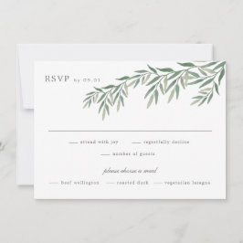 Cartão de Resposta de Casamento Folhagem Verde Ele