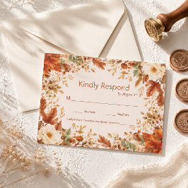 Cartão de Resposta de Casamento Folhas de Outono R