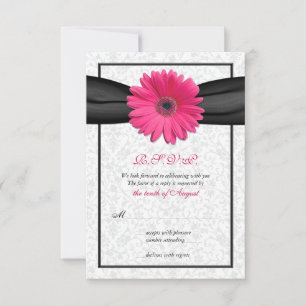 Cartão de Resposta de Casamento Gerbera Rosa com F