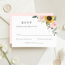 Cartão de Resposta de Casamento Girassóis Florais