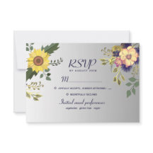 Cartão de Resposta de Casamento Girassol Boho