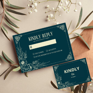 Cartão de Resposta de Casamento Golden Bloom