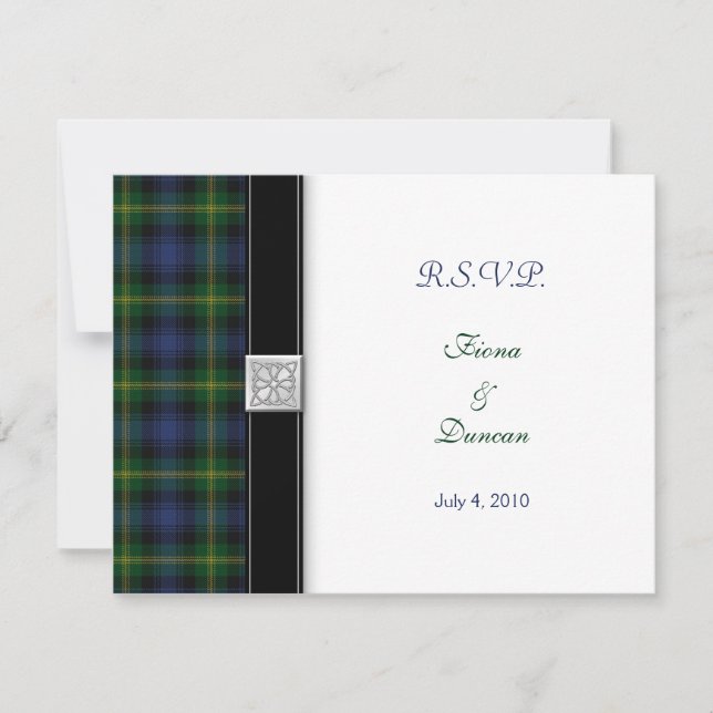 Cartão de Resposta de Casamento Gordon Tartan Celt (Frente)