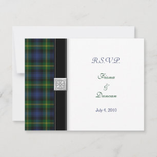 Cartão de Resposta de Casamento Gordon Tartan Celt