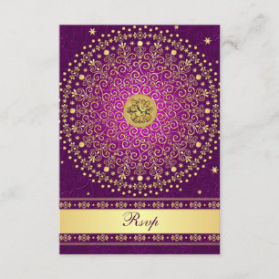 Cartão de Resposta de Casamento Hindu Ganesh Roxo 