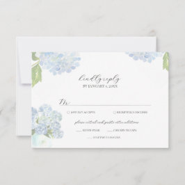 Cartão de Resposta de Casamento Hortênsia Azul