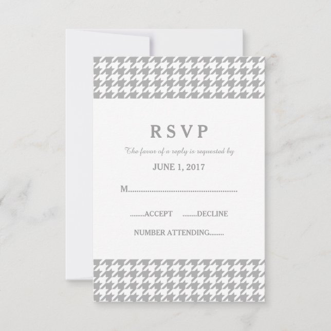 Cartão de Resposta de Casamento Houndstooth da cin (Frente)