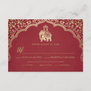 Cartão de Resposta de Casamento Indiano, Branco e