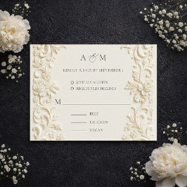 Cartão de Resposta de Casamento Ivory Elegant Baro