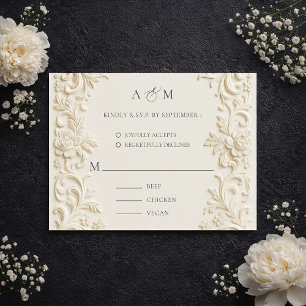 Cartão de Resposta de Casamento Ivory Elegant Baro