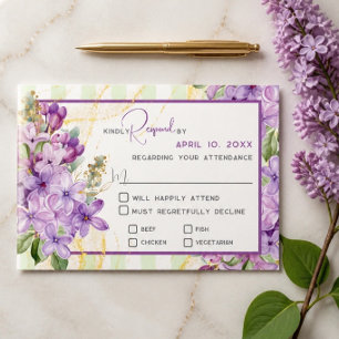 Cartão de Resposta de Casamento Lilás Roxo