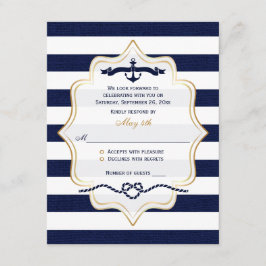 Cartão de Resposta de Casamento | Listra Azul Mari