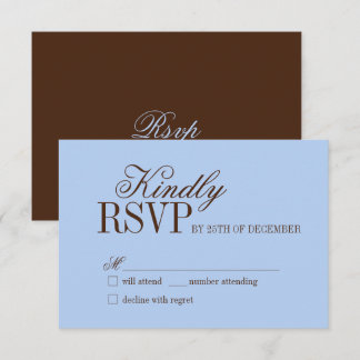 Cartão de Resposta de Casamento Luxuoso Azul e Mar