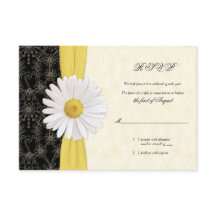 Cartão de Resposta de Casamento Marfim, Amarelo Pr