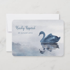 Cartão de Resposta de Casamento Menu Cisne Azul Ro