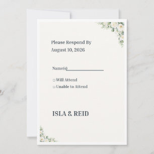 Cartão de Resposta de Casamento Minimal Greenery  