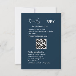 Cartão de Resposta de Casamento Minimalista Azul M