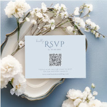 Cartão de resposta de casamento minimalista azul p