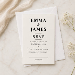 Cartão de Resposta de Casamento Minimalista Marfim