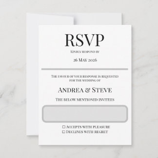 Cartão de Resposta de Casamento Minimalista | Mode