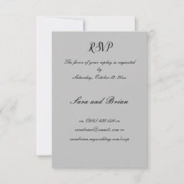 Cartão de Resposta de Casamento Minimalista Preto