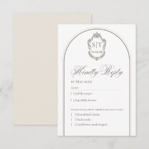 Cartão de Resposta de Casamento Mocha e Creme com 