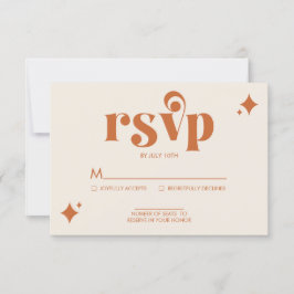 Cartão de Resposta de Casamento Moderno Retro Crem