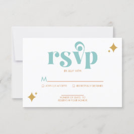 Cartão de Resposta de Casamento Moderno Retro Prai