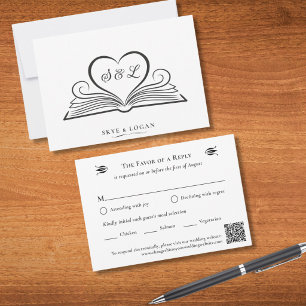 Cartão de Resposta de Casamento Monograma Bibliote