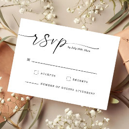 Cartão de Resposta de Casamento Monograma Chic Scr
