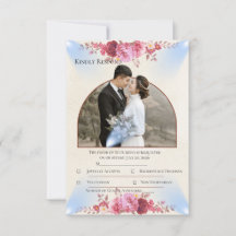 Cartão de Resposta de Casamento na Igreja Rosa Rub