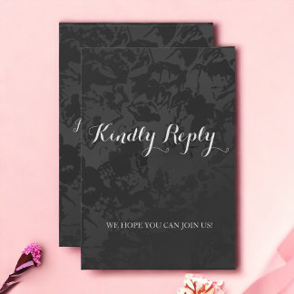 Cartão de Resposta de Casamento Negra Moderno Mini