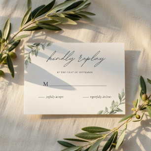 Cartão de Resposta de Casamento Olive Branch   Ele