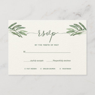 Cartão de resposta de casamento Olive Leaves