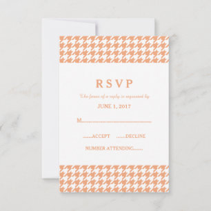 Cartão de Resposta de Casamento Orange Houndstooth