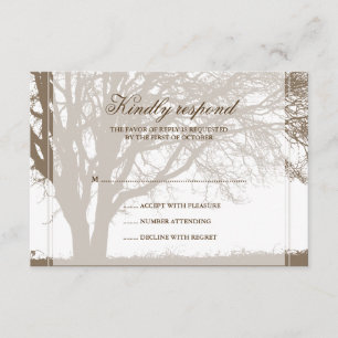 Cartão de Resposta de Casamento outono Brown Oak
