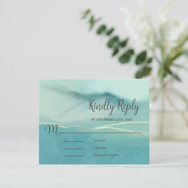 Cartão de Resposta de Casamento Paisagem Abstrata  (Em pé/Frente)
