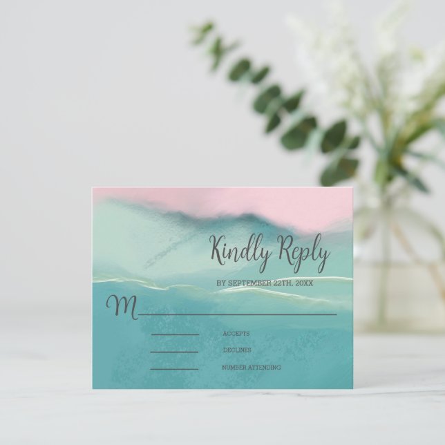 Cartão de Resposta de Casamento Paisagem Abstrata  (Em pé/Frente)