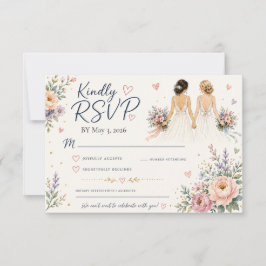 Cartão de Resposta de Casamento para Duas Noivas