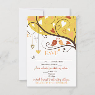 Cartão de Resposta de Casamento Pássaros do Amor O
