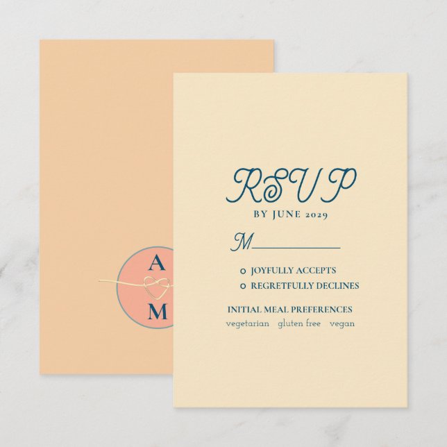 Cartão de Resposta de Casamento Peach Fuzz (Frente/Verso)
