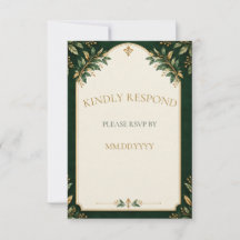 Cartão de Resposta de Casamento Personalizado Verd