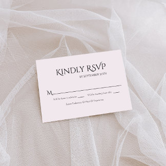 Cartão de Resposta de Casamento Preto e Branco Ele
