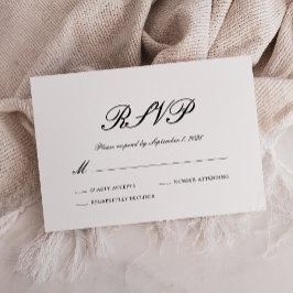 Cartão de Resposta de Casamento Preto e Branco For