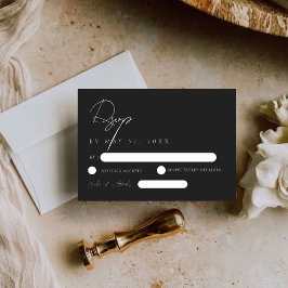 Cartão de Resposta de Casamento Preto e Branco Mod